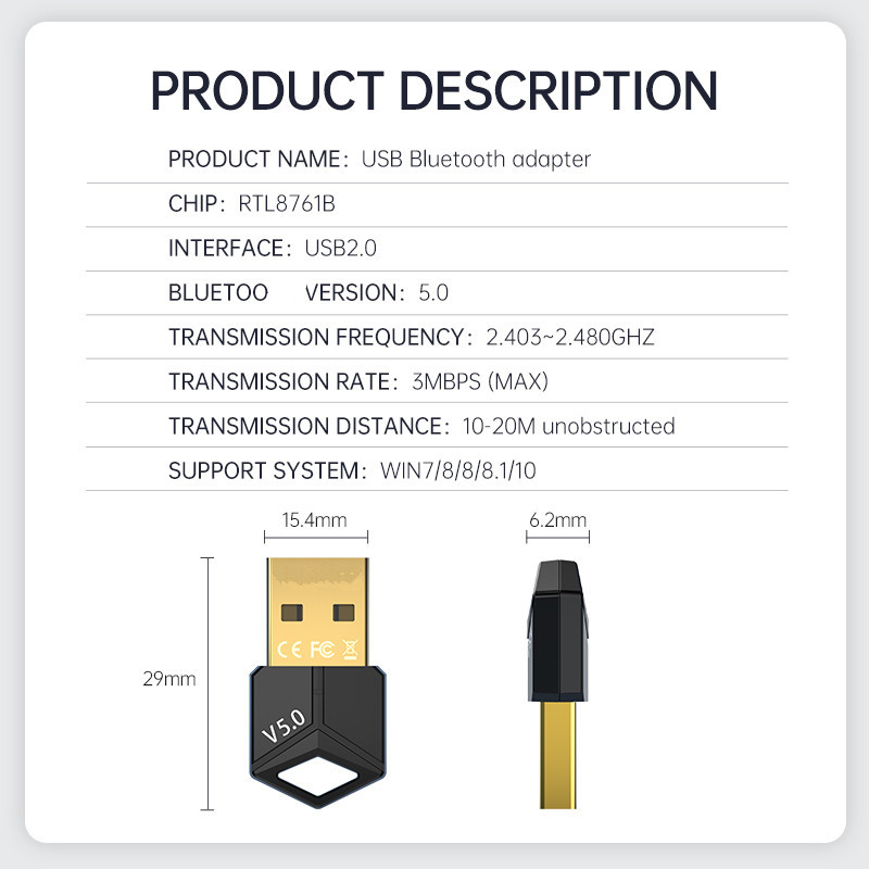 USB Bluetooth Adapter 5.0 Audi - Audio Music File recension och pris