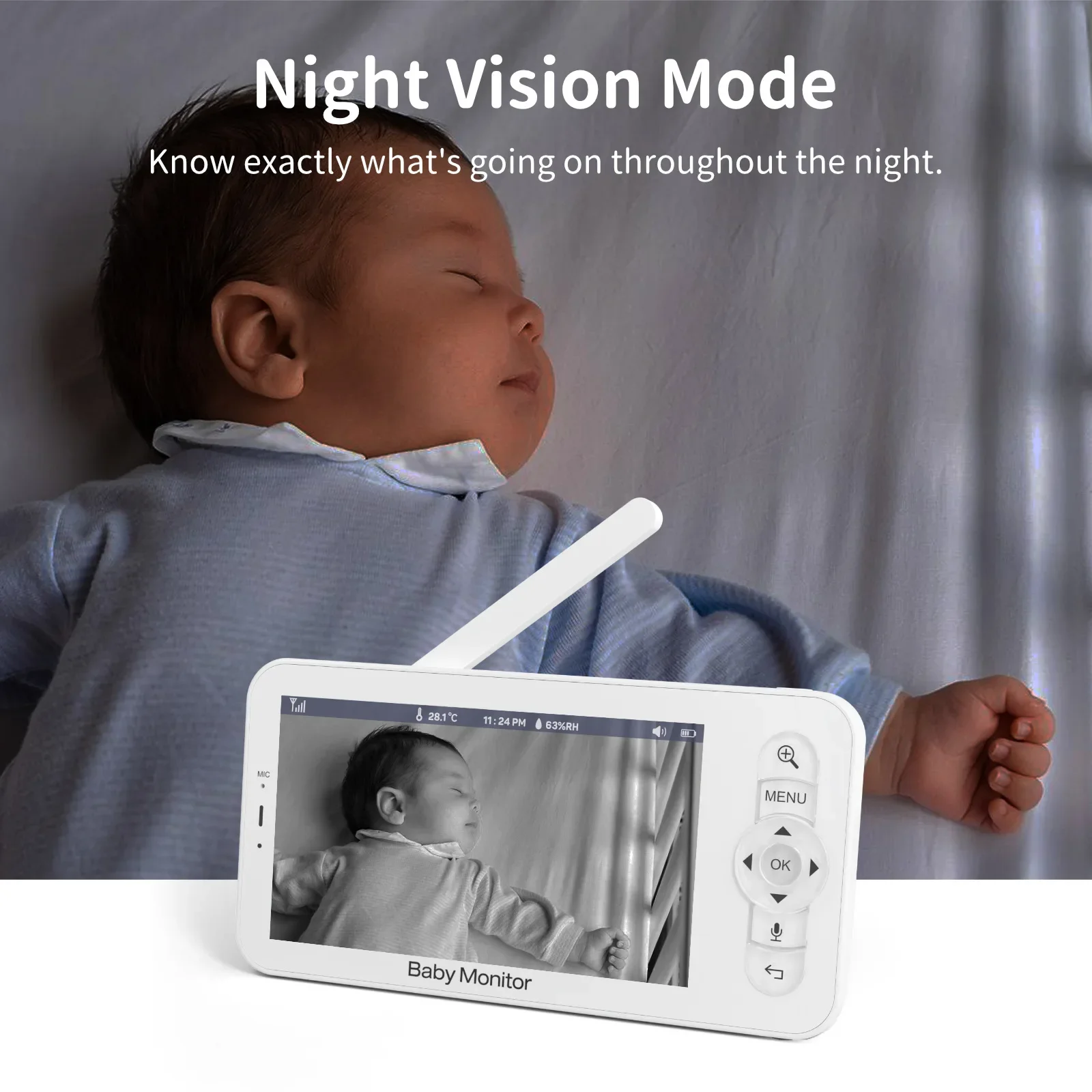 Baby Monitor HD 5 Inch LCD Two - Audio Detect Music recension och pris