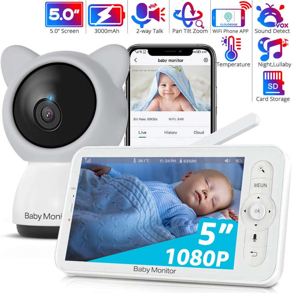 HD WiFi Baby Monitor with APP, - Audio Detect Music recension och pris