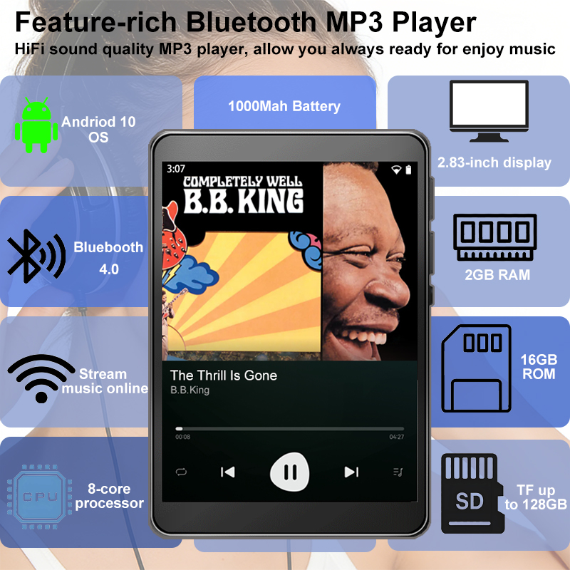 WiFi MP3 Player Andriod 10 Spo - Mp3 Audio Music Download recension och pris